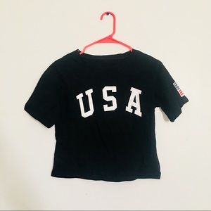 Black USA crop top shirt